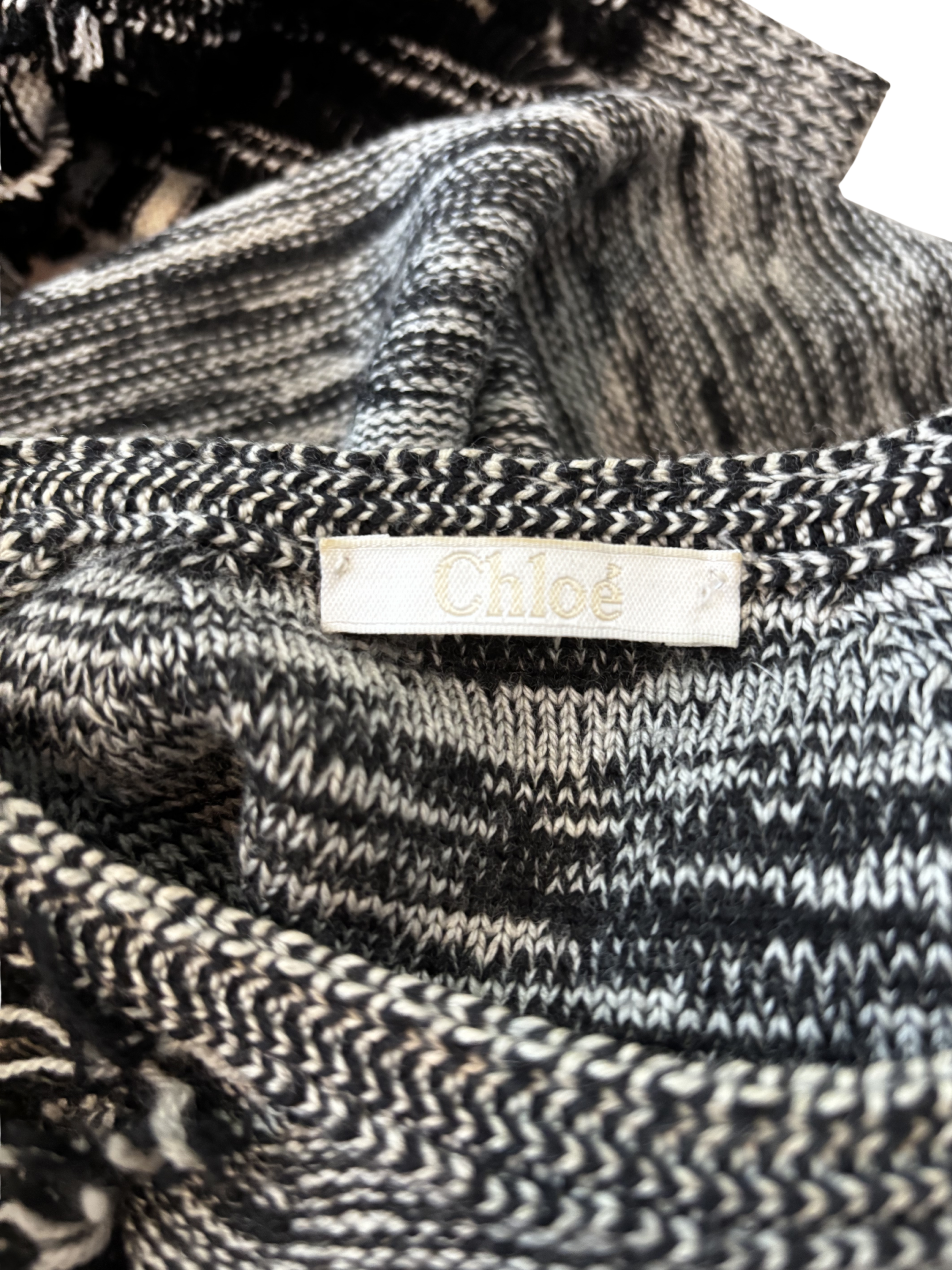 Chloe Black and White Fringe Sleeve Sweater - NWT