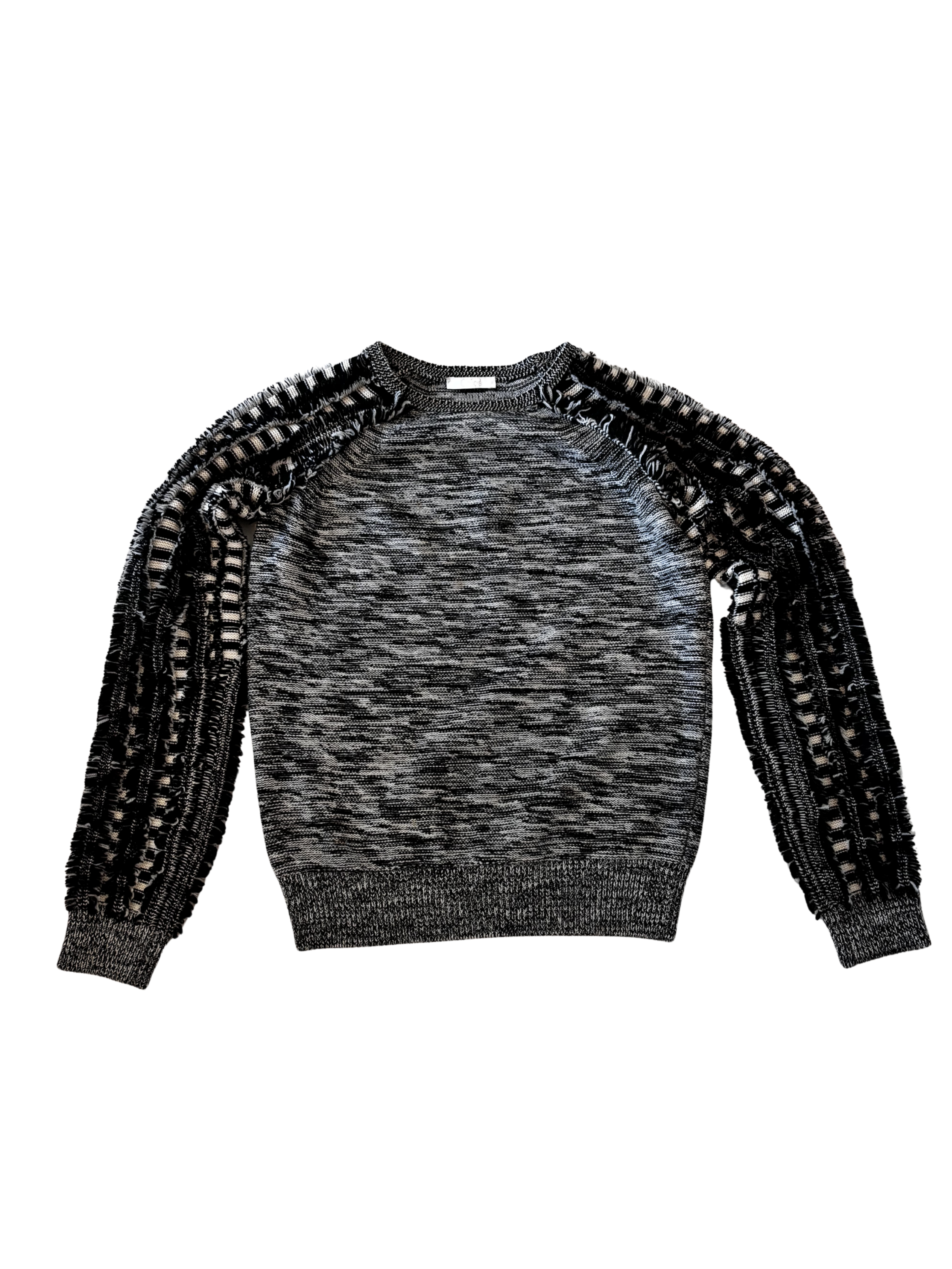 Chloe Black and White Fringe Sleeve Sweater - NWT