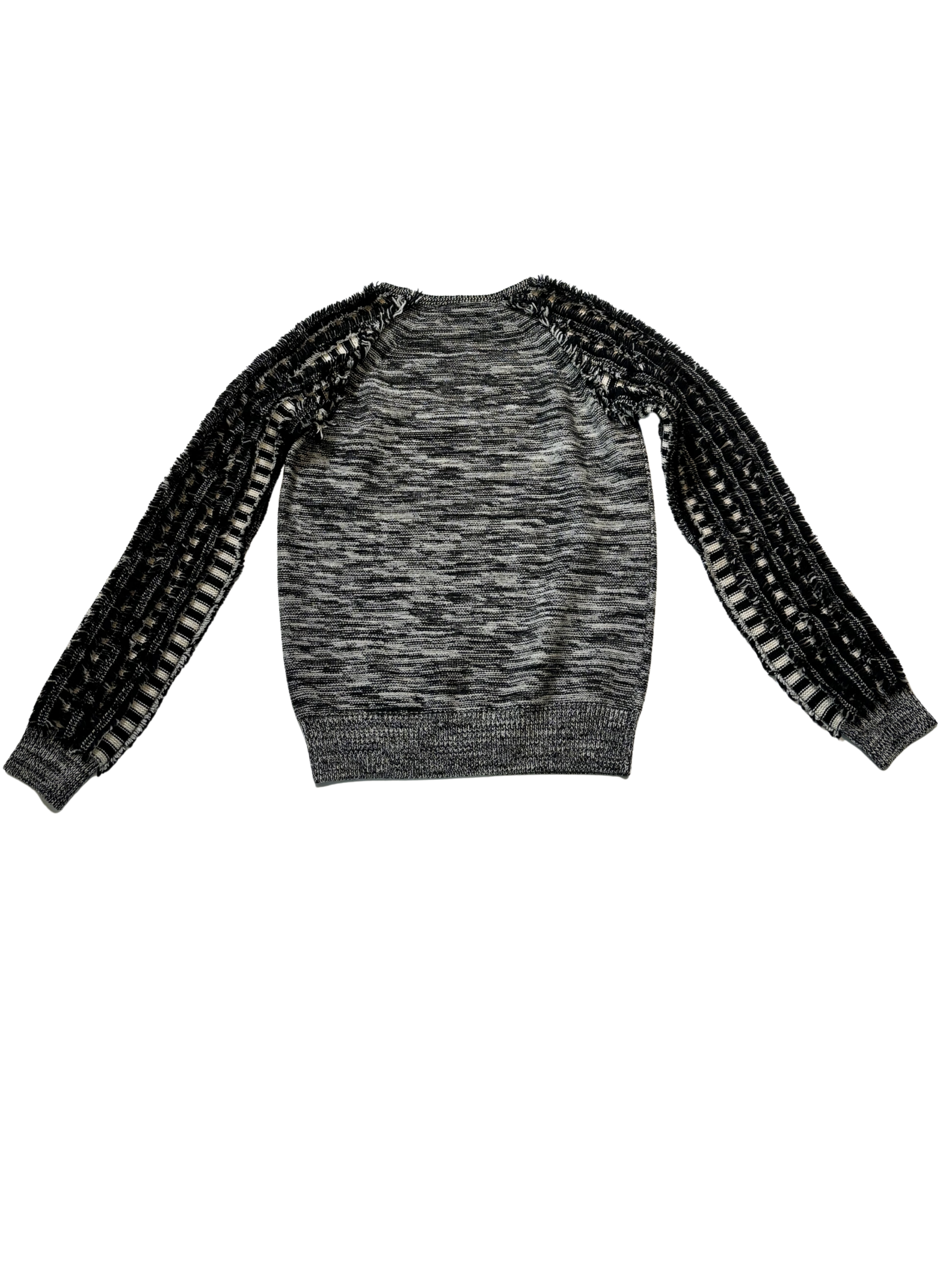 Chloe Black and White Fringe Sleeve Sweater - NWT